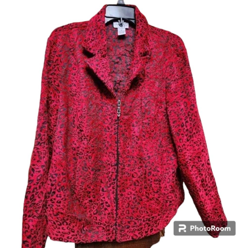Molly & Max Red Leopard Print Jacket Size 2X
